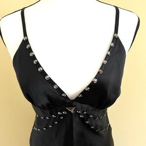 NWT BGN 100% Silk Black Strap Dress, size 8, side zipper